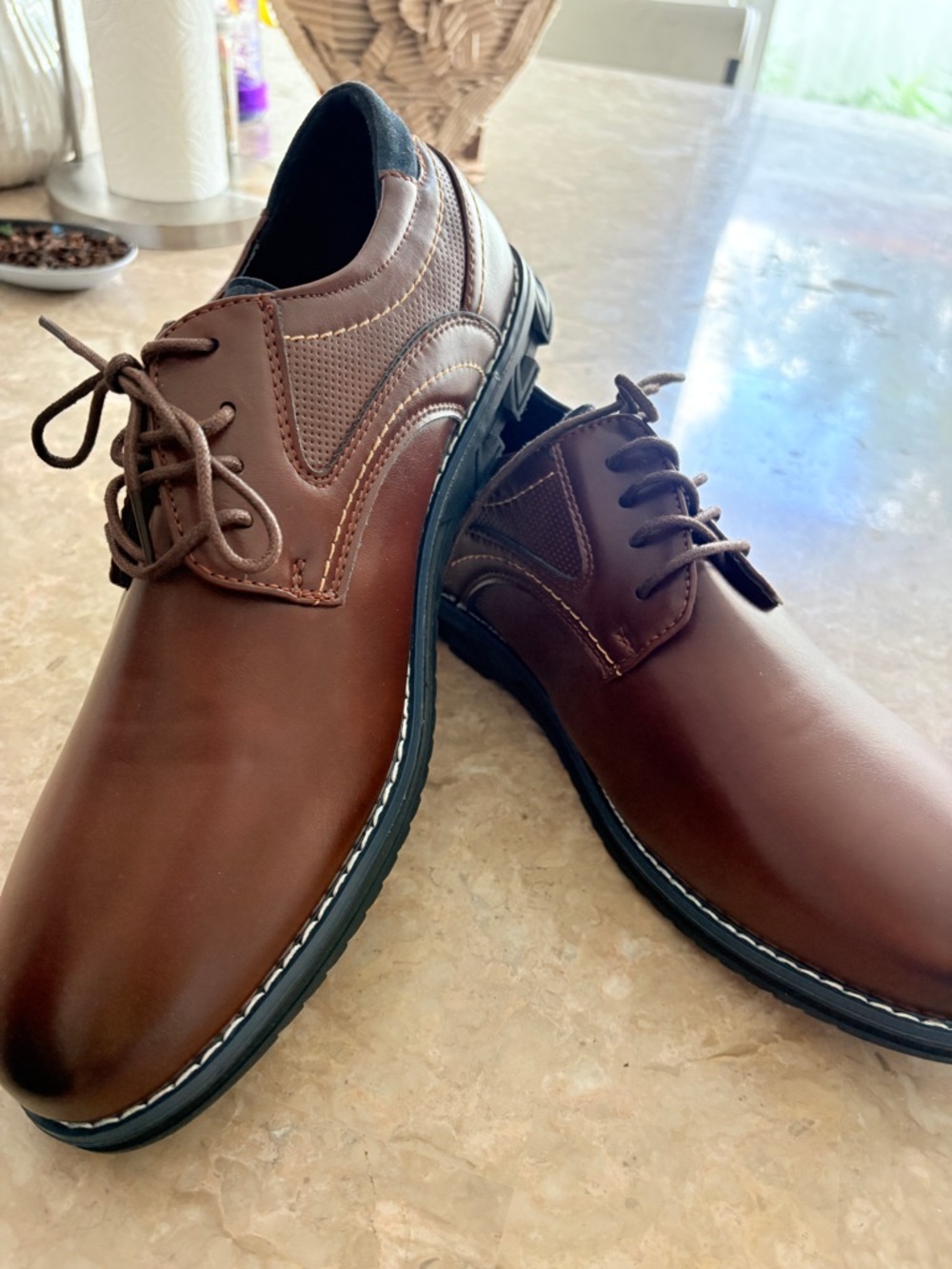 Men's Brown Lace-Up Derby Shoes - Classic Casual Dress Leather